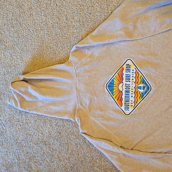 Southernmost Surf Shop Key West Florida Women's Beige Hoodie Sweatshirt Size XL - Picture 8 of 9